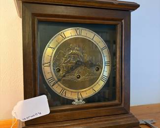 O47 - $65. Wuersch Clock: Vintage Mantel Clock. Measures 10.75” W x 6.5” D x 15” Tall. Untested.