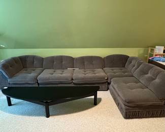 O29 - Free. Vintage Modular Sectional Sofa with Sleeper. 138" W x 74" W x 36" D x 31" Tall. YOU MUST BE ABLE TO MOVE DOWN THE STAIRS.
