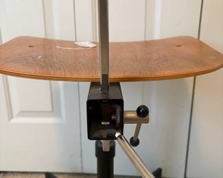 O141 - $150. Vintage Danish Rabomi Stole Teak Desk Task Chair. Measures 16.75" wide x 14" deep x adjustable height.