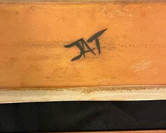 O102 - $60. JAT John Arnold Taylor Pottery Platter. Measures 22" W x 6.26" Tall.