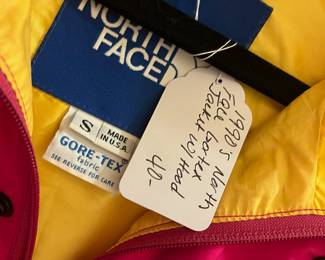 O126 - $40. 1990’s North Face Gortex Color Block Jacket with Removable Hood. Men’s Small.