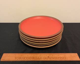 O7 - $100. Set of East Fork Pottery Plates. 8.5" Diameter. All show marks/ scratches from flatwear.