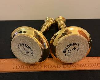 O97 - $20. Baldwin Brass Candle Stick Holders. Measures 7” Tall.