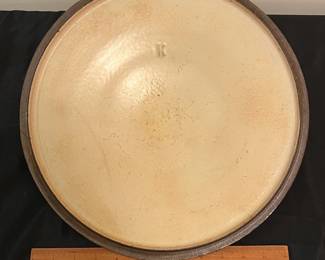 O87 - $80. Le Creuset Flame Orange “K” 13 -14 Qt.
