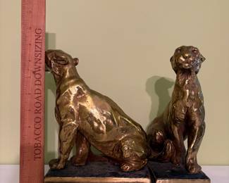 O57 - $75. Pair of Marion Bronze Clad Lioness Bookends. Each Measures 6.5" W x 3.25" D x 9" Tall.