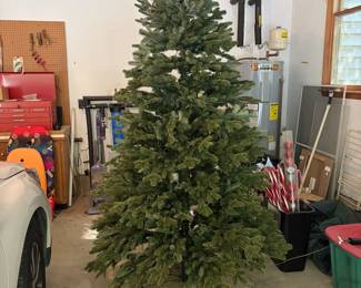 O135 - $350. 7’ 5” Balsam Hill Frazier Fir Christmas Tree with Bag and Stand with bag. .