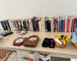 Books and sewing supplies
