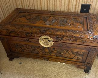 Beautiful ornate wooden trunk!