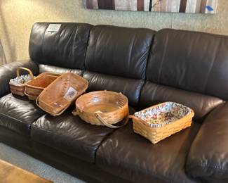 Longaberger Baskets and very nice couch!
