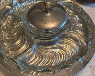 Vintage chrome and glass Lazy Susan