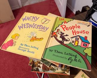 Vintage Dr. Seuss Children's Books – Classic hardcover children's books by Theo. LeSieg (Dr. Seuss), including *Wacky Wednesday* and *In a People House*. Beloved favorites featuring colorful illustrations and timeless stories, perfect for young readers, teachers, or collectors of vintage Dr. Seuss books. Sold individually unless noted.