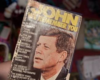 Vintage John F. Kennedy Memorial Book – Vintage commemorative book titled *John, We Remember You*, honoring the life and legacy of President John F. Kennedy. Filled with photographs and stories highlighting his presidency, family, and historical impact. A meaningful collectible for presidential history enthusiasts, political memorabilia collectors, or vintage book collectors. Sold as found.