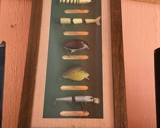 Framed "Fishing Lures of the 20th Century" Display– Framed shadow box featuring a collection of vintage-style fishing lure reproductions labeled **"Fishing Lures of the 20th Century."** A great decorative piece for anglers, lake houses, cabins, man caves, or fishing memorabilia collectors. Ready to hang.