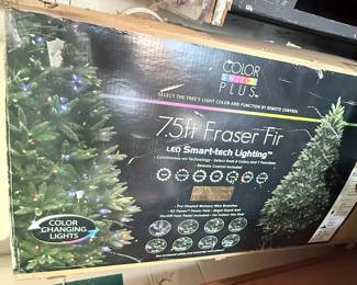 Christmas Tree: 7.5ft Fraser Fir. Color changing lights