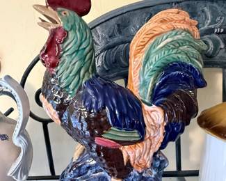 Large Glazed Ceramic Rooster Figurine – Eye-catching glazed ceramic rooster figurine featuring vibrant multicolor detailing and a high-gloss finish. A beautiful statement piece for farmhouse, country, or rooster-themed décor and a great addition to any collection.