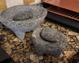 Large and small molcajete