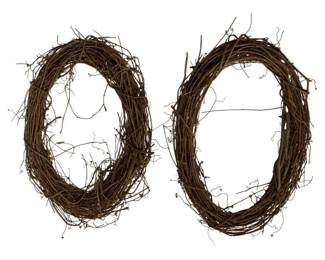 862 - 2 Oval Grapevine Wreaths - 15 x 20