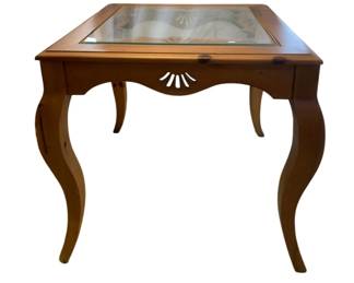 331 - Wood/Glass Top Side Table - 30 x 32 x 32