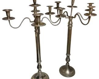 1277 - Pair of Vintage Multi-Arm Metal Candelabras (Description): 33 x 22