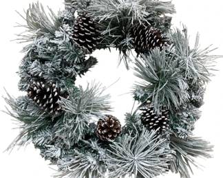 1019 - Flocked Pinecone Wreath - 24" - w/ lights (Description): Used as is electric/electronic/mechanical item. No guarantee all components, untested.