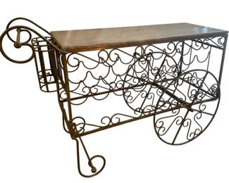 130 - Metal/Marble Bar Cart - 32 x 46 x 18