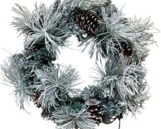 1021 - Flocked Pinecone Wreath -24" - w/ lights