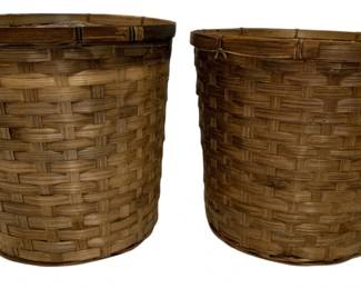 878 - 2 Woven Baskets w/ Liner - 11 x 11.5
