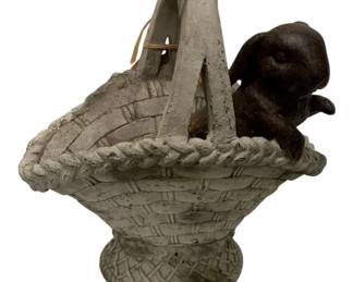 242 - Bunny in Basket Statue - 12 x 12 x 7