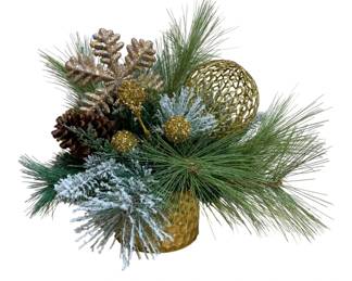 919 - Handcrafted Christmas Arrangement in Planter (Description): 18 x 16 x 15