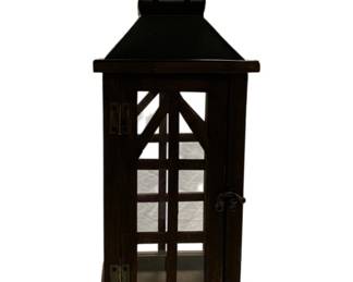 848 - Wooden/Metal Lantern - 19" Tall (Description): As Is/Glass Broken