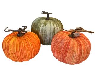 167 - 3 Decorative Pumpkins - 9 x 8.5
