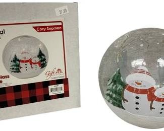 1087 - Cozy Snowmen LED Glass Globe in Box - 6" Round (Description): Used as is electric/electronic/mechanical item. No guarantee all components, untested.