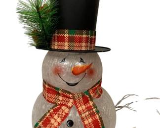 1108 - Lighted Glass Snowman - 12 x 6 (Description): Used as is electric/electronic/mechanical item. No guarantee all components, untested.