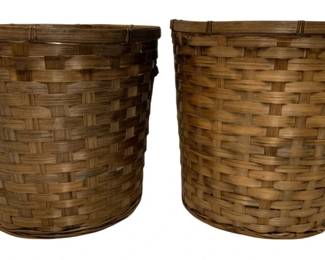 877 - 2 Woven Baskets w/ Liner - 11 x 11.5