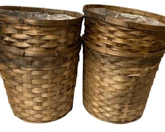 1218 - 4 Plastic Lined Baskets (Description): 11 x 11