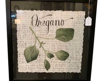 777 - Framed Oregano Herb on Burlap Paper - 22 x 22 x 2