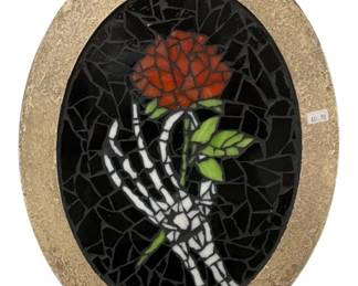 720 - Skull Hand & Rose Mosaic Decor - 15.5 x 12