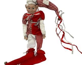 1067 - Collectible Holiday Posable Elf Doll - 22" Tall (Description): As Is/Hair come unglued