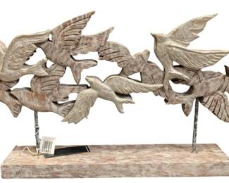 745 - Wood Artistic Flock of Birds - 14 x 27 x 4
