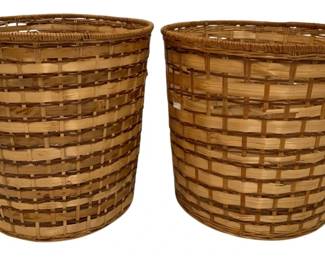 870 - 2 Woven Baskets w/ Liner - 12.25 x 14