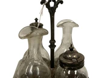 1421 - Antique Cruet Set - 9 x 6 x 6