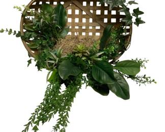 661 - Oval Tobacco Basket w/ Faux Greenery (Description): 26 x 20
