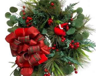 894 - Handcrafted Christmas Lighted Cardinal Wreath (Description): 22 x 21 Used as is electric/electronic/mechanical item. No guarantee all components, untested.