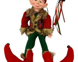 1063 - Collectible Holiday Posable Elf Doll - 26" Tall