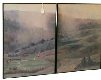 806 - 2 Framed Landscape Prints - 24 x 37 (Description): As Is/Glass In Corner is Cracked