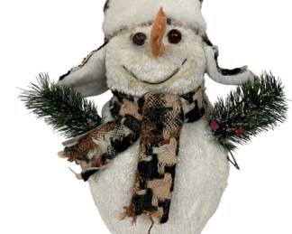 1047 - Plush Winter Camo Snowman Decor - 13 x 11