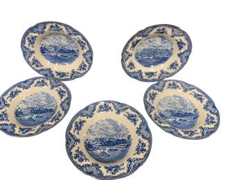1390 - 5 Johnson Bros. Blue Willow Bowls - 9"