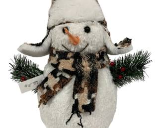 1046 - Plush Winter Camo Snowman Decor - 13 x 11