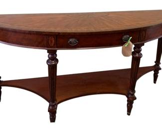 406 - Butler Latham Demilune Console Table (Description): 32 x 65 x 16