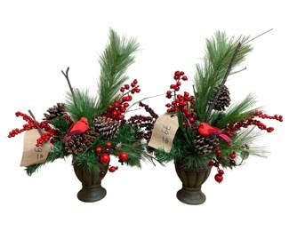 915 - 2 Handcrafted Winter Arrangements in Planters